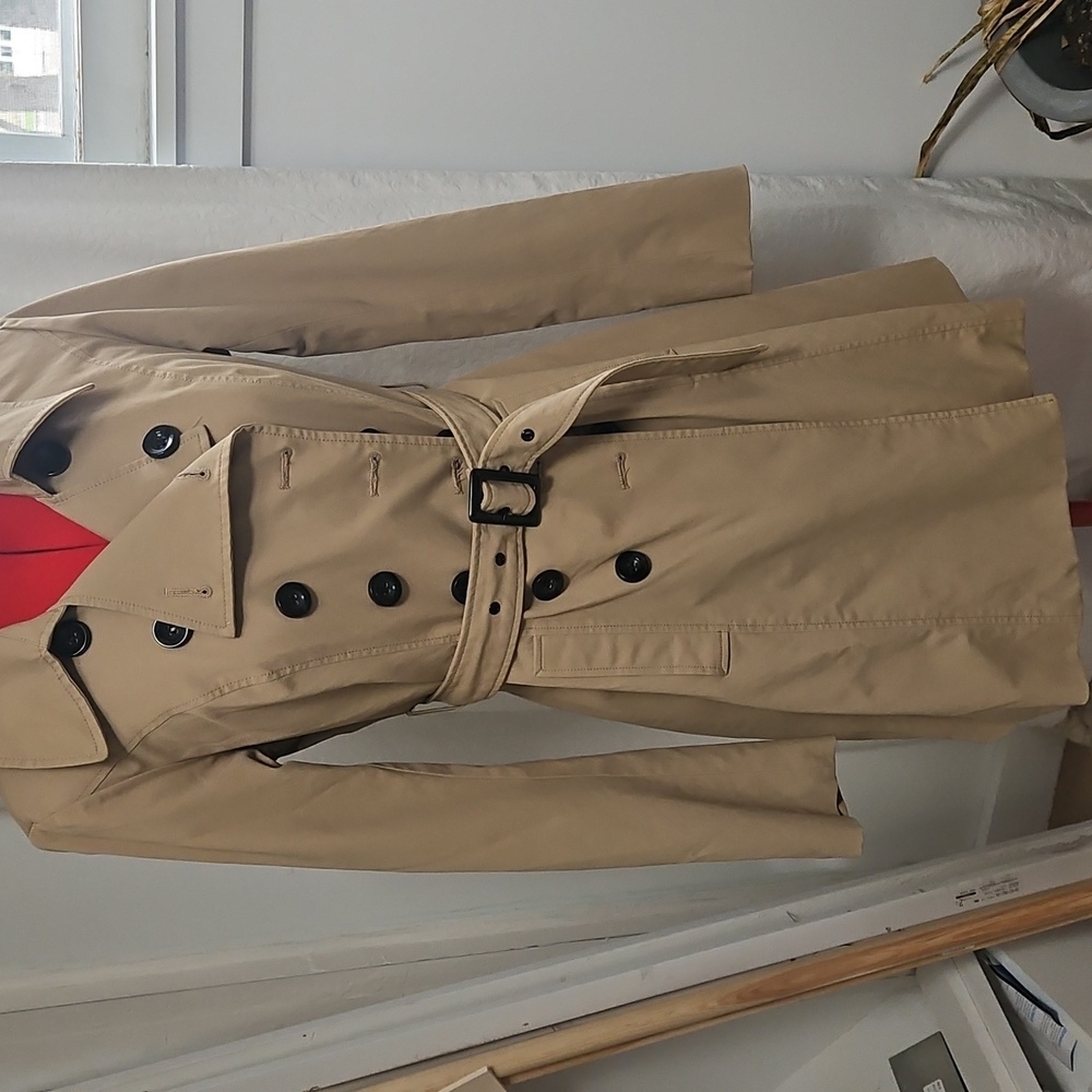 New York & Company Camel Double-Breasted Trench Coat - Picture 2 of 3